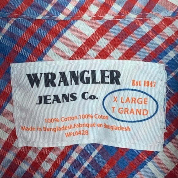 Vintage Y2K Wrangler Jeans Co. Plaid Western Button Up Shirt - Picture 8 of 8